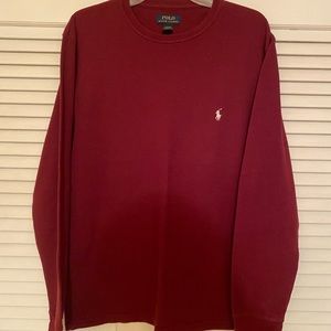 Polo long sleeve thermal, maroon, large